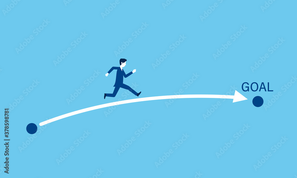 ビジネス 目標達成への最短の道筋のイメージ 走るビジネスマンのイラスト Stock Vector Adobe Stock