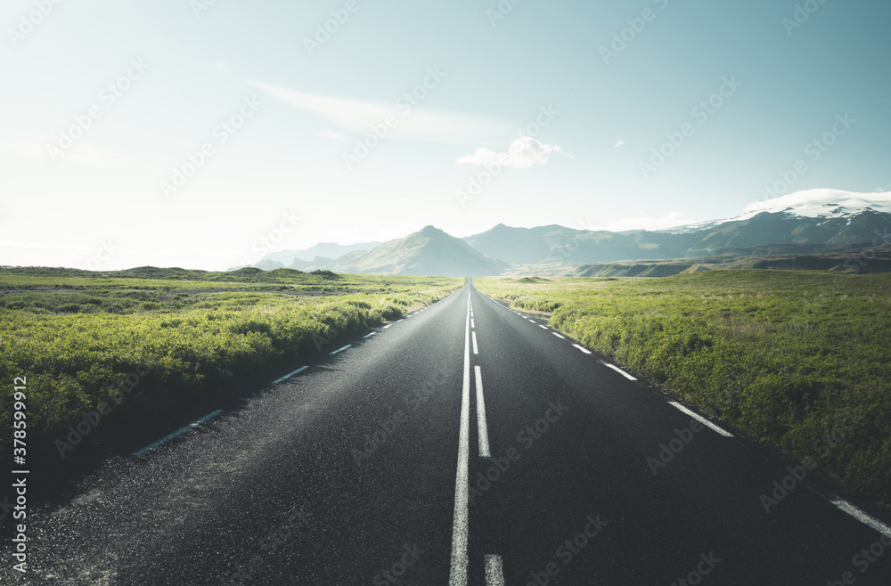 road in summer sunny Iceland