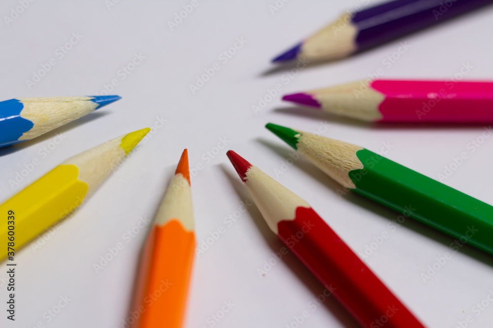 Fototapeta premium colored pencils on a white background