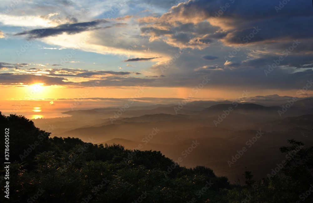 sunset in the mountains