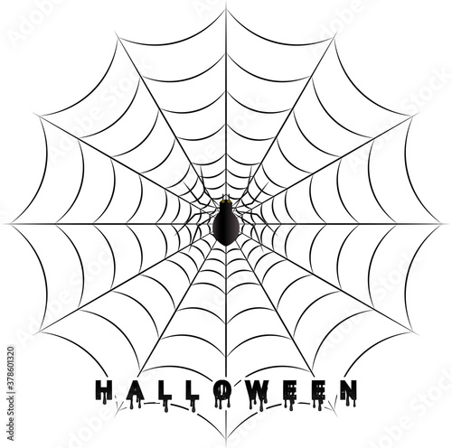 Happy Halloween banner or party invitation background with clouds, bats and pumpkins. Vector illustration. sky, spiders web.