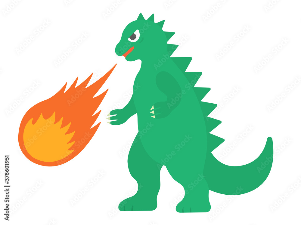 Obraz premium 火を吐く怪獣のイラスト