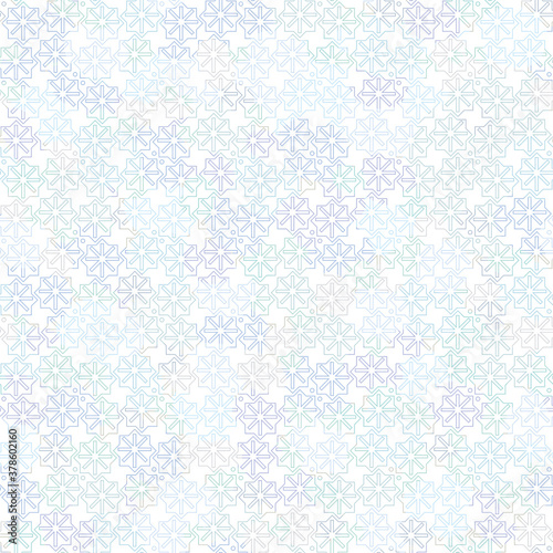 A light seamless vector pattern with blue snowflakes on white background. Good background for Christmas themed designs, stationery, gift wrap, and packaging.