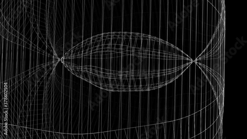 Wallpaper Mural Animation of digital tunnels and floating nets made of many wired framed cylinders with various rotations and animations. Torontodigital.ca