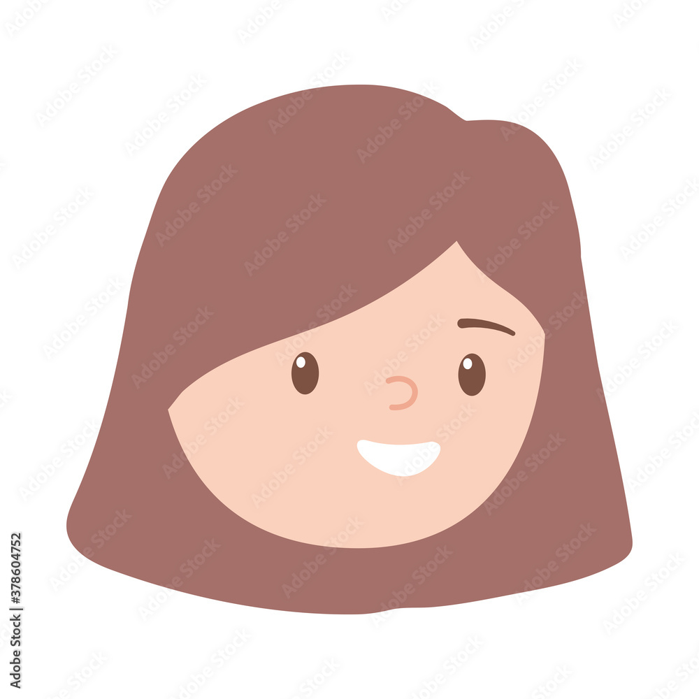 female face girl character cartoon isolated design white background female face girl character cartoon isolated design white background