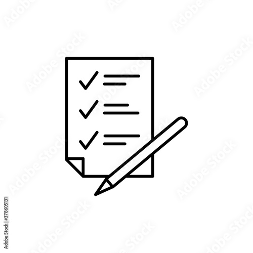 Sheet and pencil line icon. Stock vector illustration isolated on white background