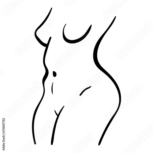 Black line illustration of plump woman body