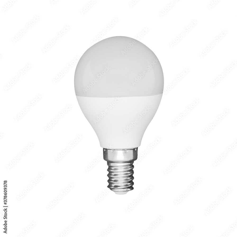 Close-up view of LED white light bulb isolated on white background Close-up view of LED white light bulb isolated on white background