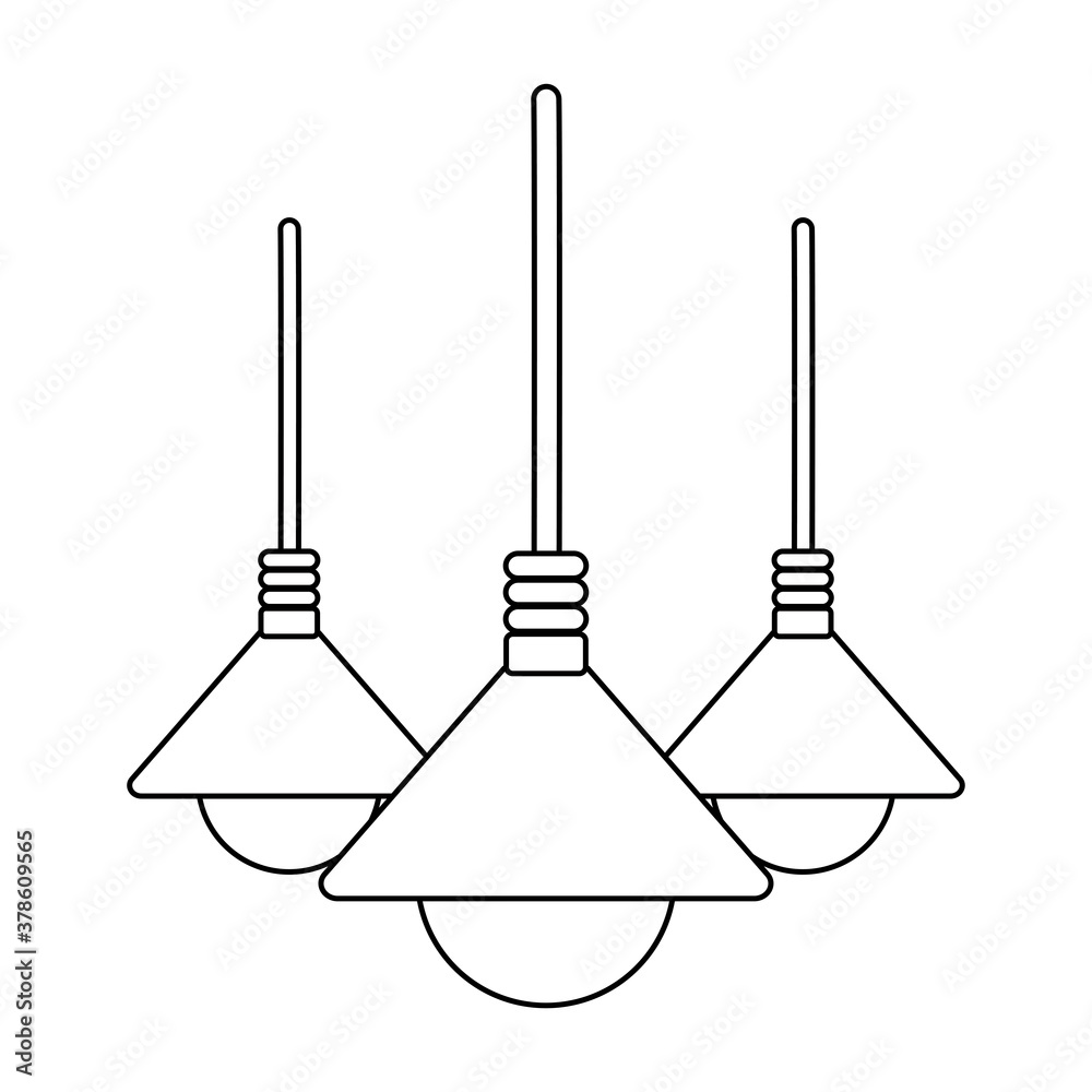 Naklejka premium ceiling lamps bulb lights decoration isolated design white background line style