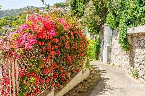 French Riviera. View of the Narrow Streets of the Old Town in Villefranche, France.