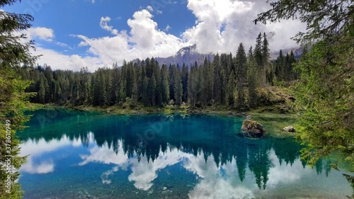 lago carezza o karersee in south tyrol  dolomites  italy