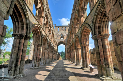 Jedburgh Abbey, a ruined Augustinian abbey which situated in the town of Jedburgh, Scotland