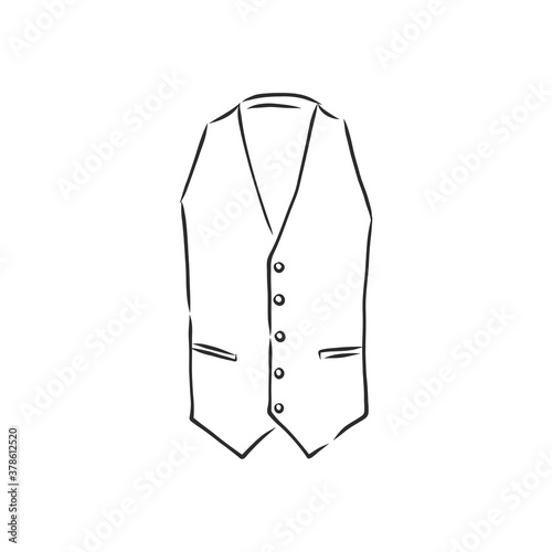 Waistcoat vector sketch icon isolated on background. Hand drawn Waistcoat icon. classic vest, vector sketch illustration