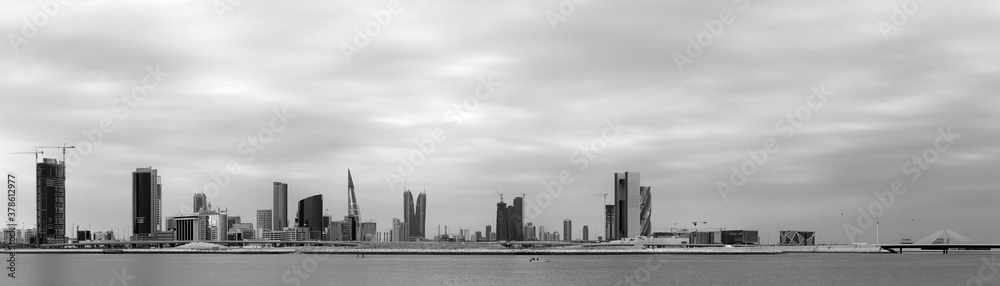 MANAMA, BAHRAIN - DECEMBER 13: Panoramic view of Bahrain skyline with iconic buildings on December 13, 2019, Manama, Bahrain