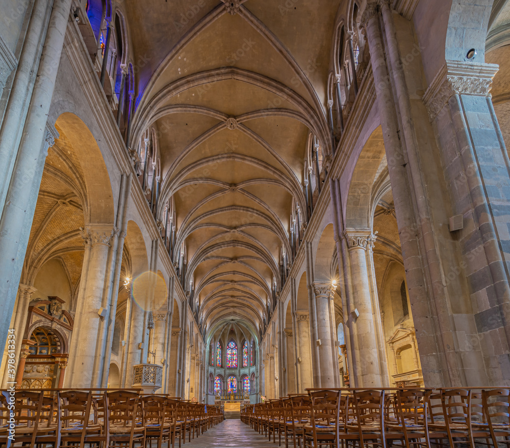 Besançon, France - 08 30 2020: Interior of Saint-Jean Cathedral.