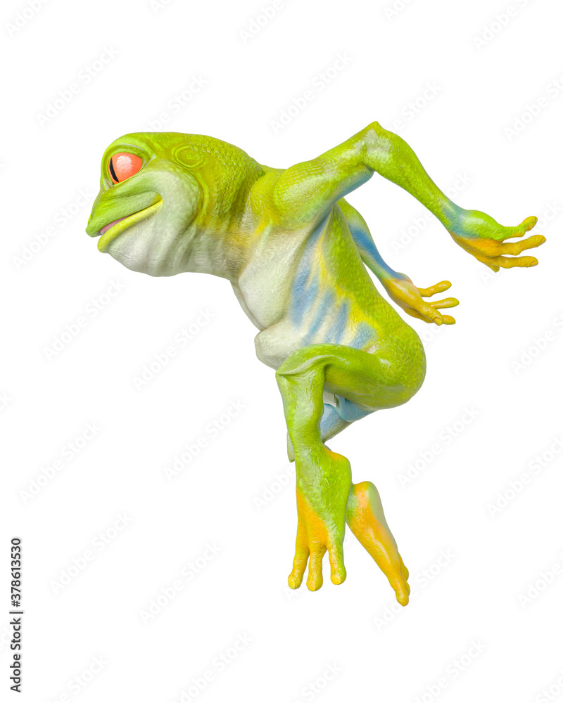 Fototapeta premium frog cartoon on side jump