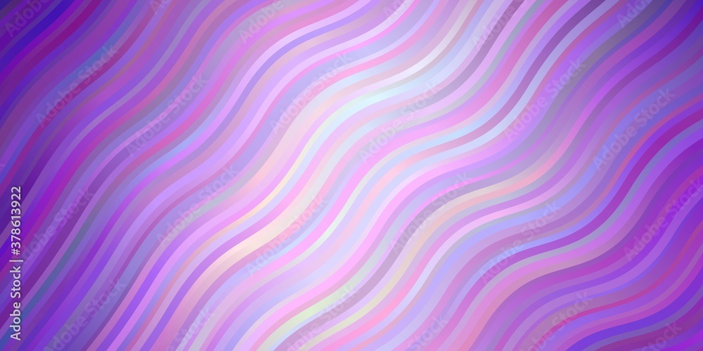 Light Purple vector texture with circular arc. Bright sample with colorful bent lines, shapes. Pattern for ads, commercials.