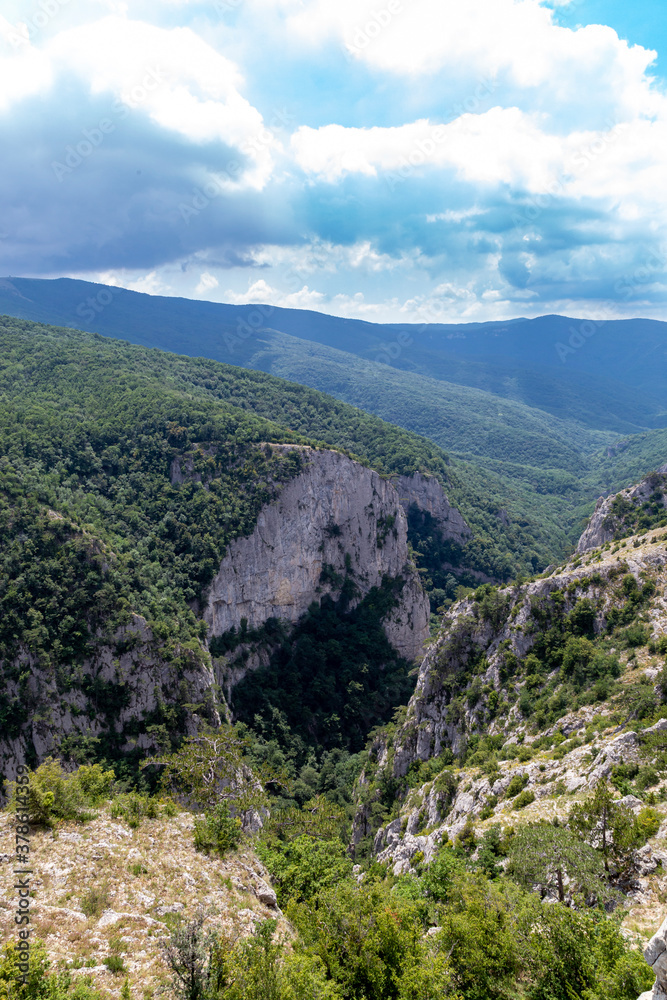 canyon in the Crimea on a sunny day with clouds