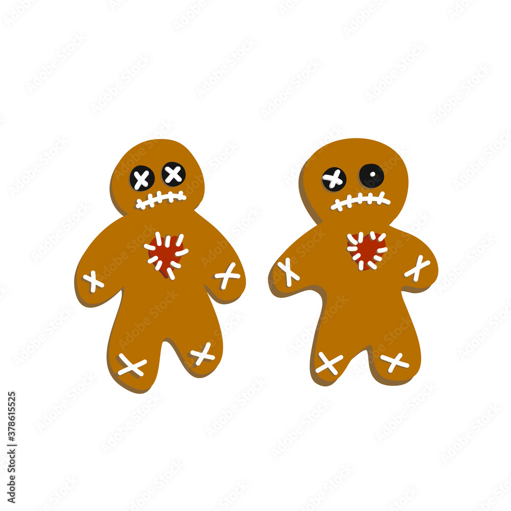 Collection of Halloween gingerbread men. Cookie set. Popular on selected desserts, sweets for children. Gingerbread. Hand drawn food for the holiday. Collection of Halloween gingerbread men. Cookie set. Popular on selected desserts, sweets for children. Gingerbread. Hand drawn food for the holiday.