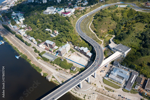 Nizhny Novgorod. Car exit to the metro bridge across the Oka river.
