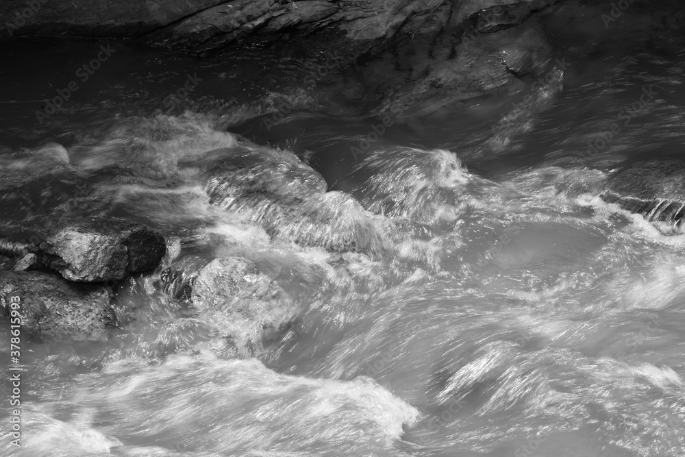 Cascading water in Black and White
