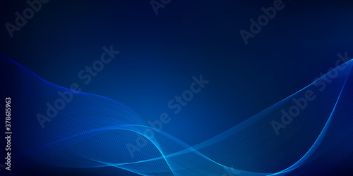 Dark technology background with blue glowing wave.