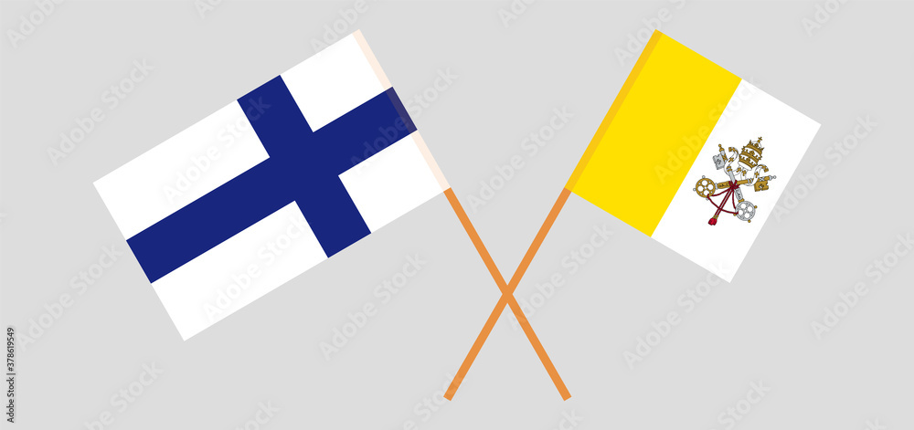 Crossed flags of Vatican and Finland