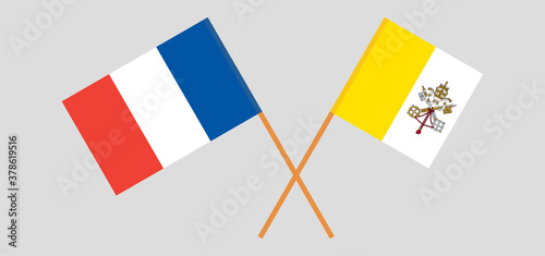 Crossed flags of Vatican and France