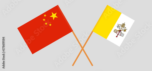 Crossed flags of Vatican and China