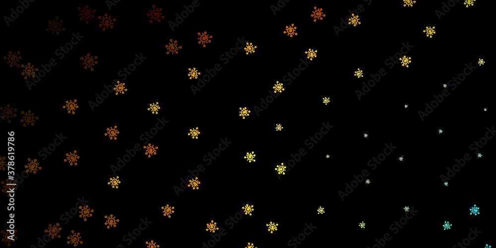 Dark blue, yellow vector template with flu signs.
