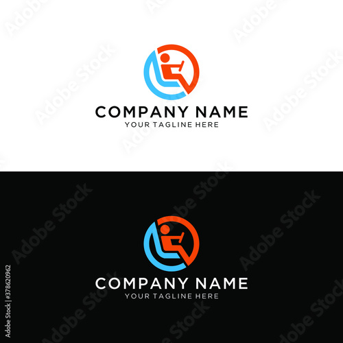 Driving school, hands on the wheel with road signs, logo design. Training, vehicle, transport and transportation, vector design and illustration