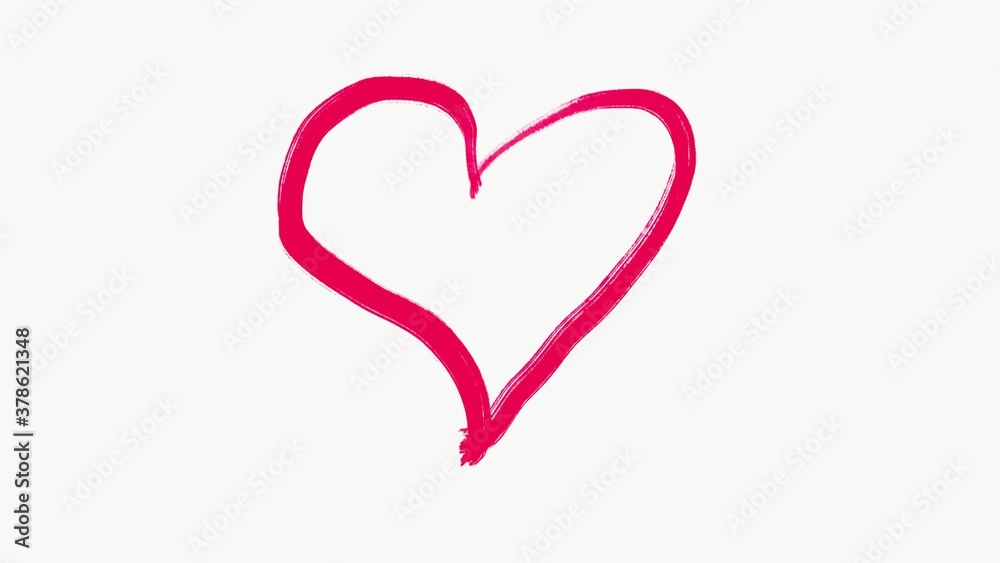 Hand drawn pink romantic heart.
