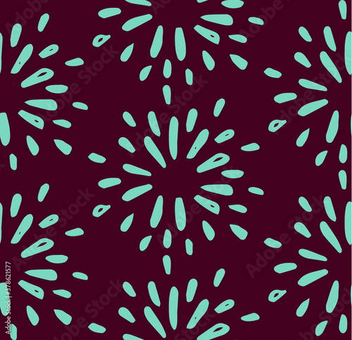 Hand drawn floral pattern with leaves Vector on solid background.