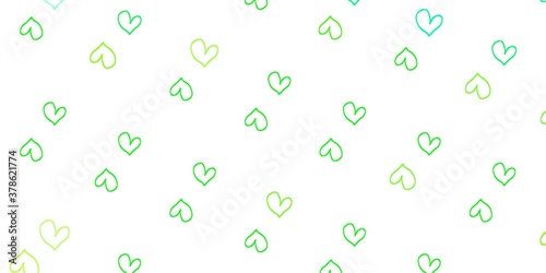 Light Green  Yellow vector background with hearts.