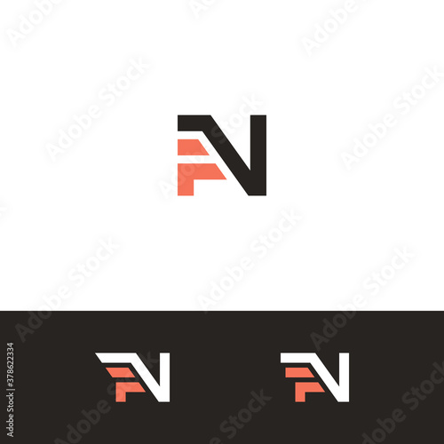 monogram initial letter fn logo vector