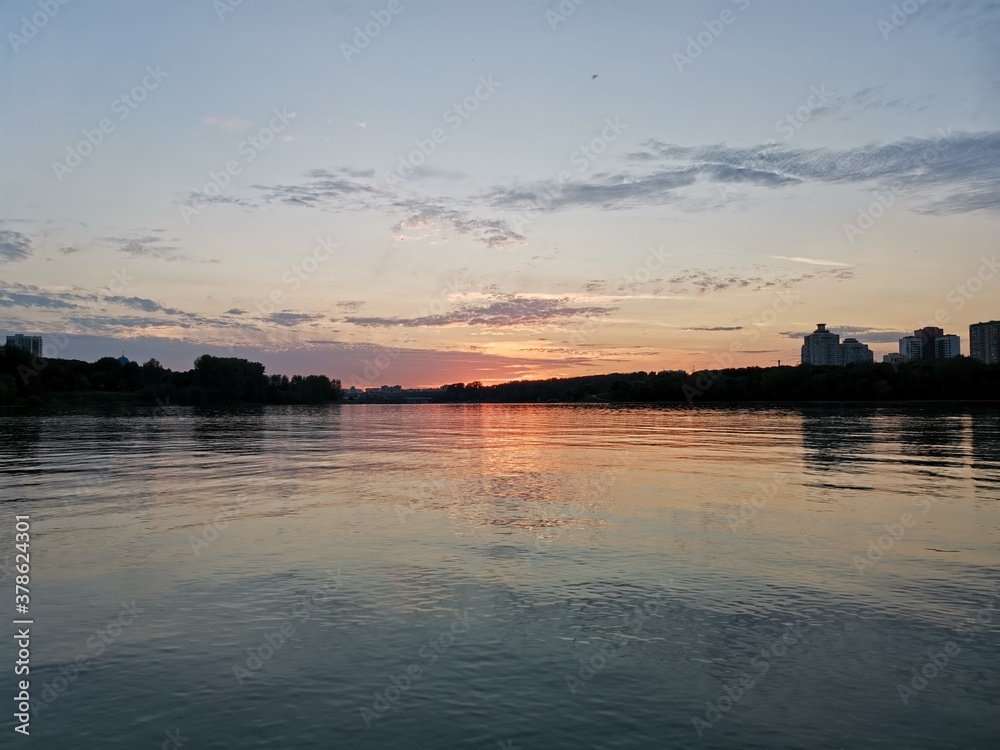 Fototapeta premium sunset over the river