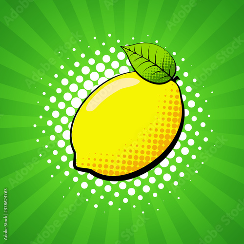 Lemon fruit in bright colorful pop-art style.
