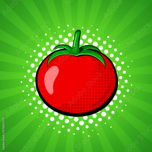 Tomato vegetable in bright colorful pop-art style.