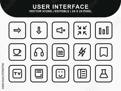 User Interface icons set. ui icons. home icon. arrow icon. mail message email icon. icon line style icon. vector illustration. vector icon.