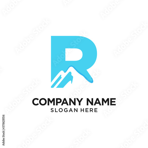 R letter Mountain Logo Design Vector Template Inspiration