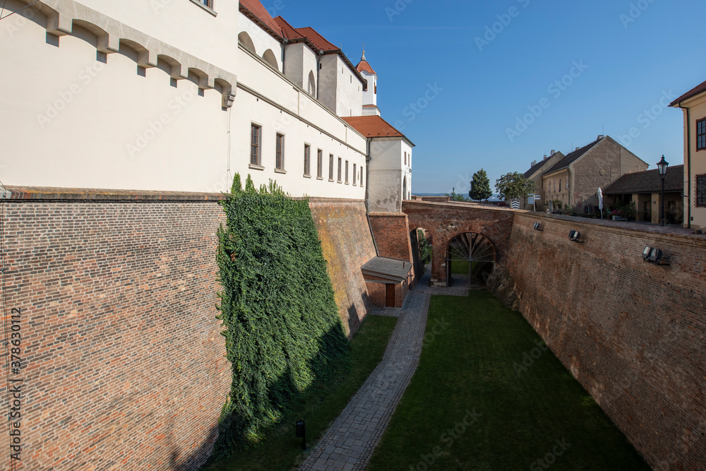 Protective moat around Špilberk Castle in Brno Czech Republic in Europe