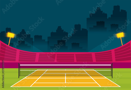 Background of tennis court. FLat vector illustration