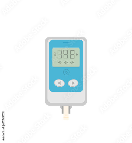 Blood Glucose Test. Home glucometer flat vector