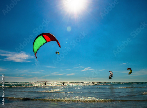 kite surfing on the beach