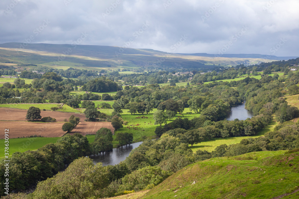 Countryside surrounding the Rives Tees near Bowlees, County Durham, England, United Kingdom