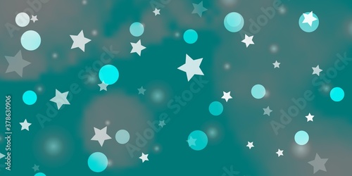 Light Blue  Green vector texture with circles  stars.