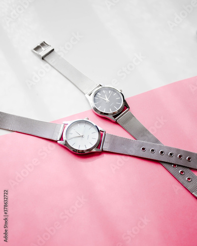  female watch on pink background