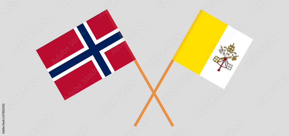 Crossed flags of Vatican and Norway