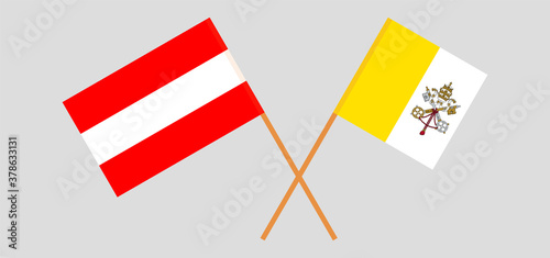 Crossed flags of Vatican and Austria