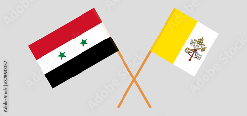 Crossed flags of Vatican and Syria